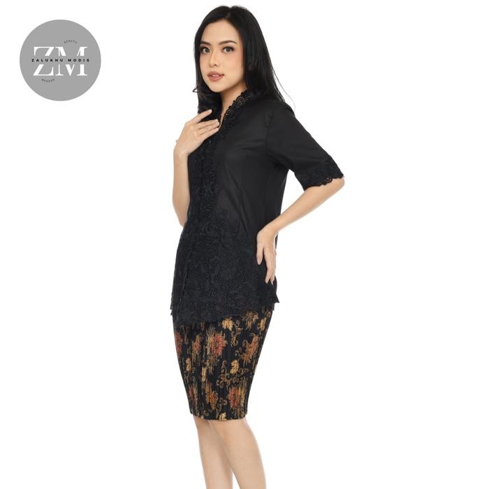 setelan kebaya encim bordir polos lengan pendek / kebaya encim wanita
