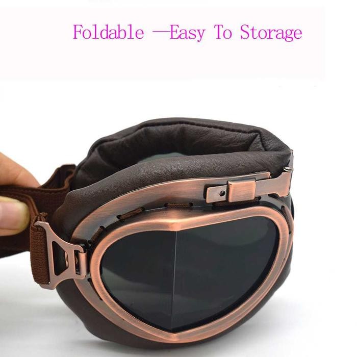 Kacamata Motor Lipat Classic Vintage Aviator Goggles Pilot Style