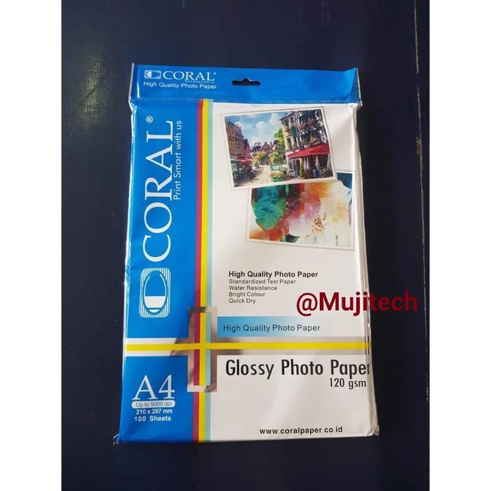

HOT SALE! CORAL GLOSSY PHOTO PAPER A4 120 gsm 100 lbr KERTAS FOTO BROSUR