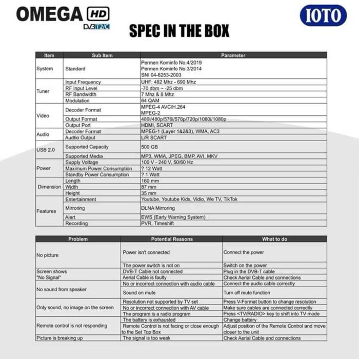Set Top Box Tv Digital Ioto Dvb T2 Kominfo Bergaransi