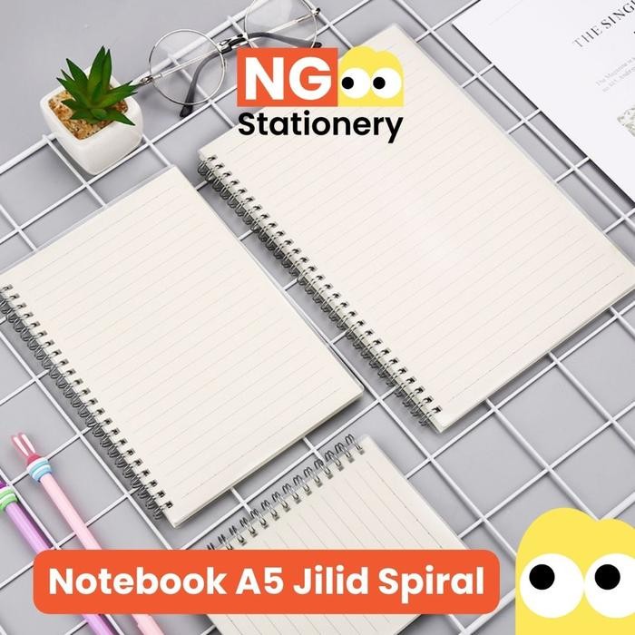 

New NG Stationery - Buku Catatan Notebook Spiral Clear Garis Kotak Sketch Journal Note Paper