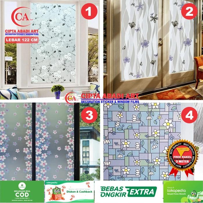 New STIKER KACA FILM, LAPISAN KACA JENDELA,PINTU MOTIF DAUN