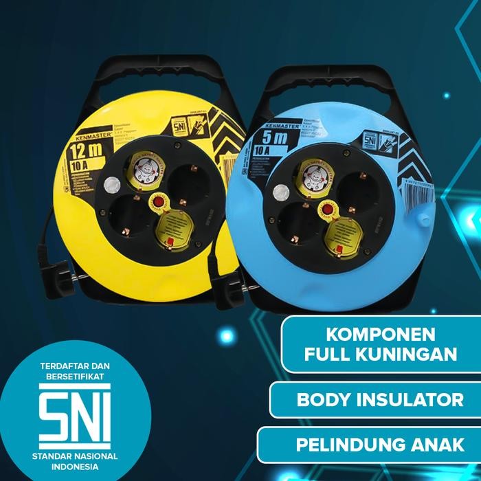 Kenmaster Kabel Roll 5 / 12 Meter (SNI) / Colokan Listrik Gulung / Roll Kabel Listrik