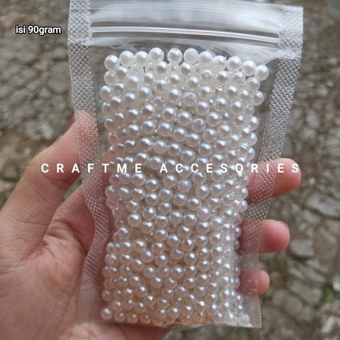 New COD 1Pouch Manik Manik Mutiara Ringan 4mm 6mm 8mm Warna Putih