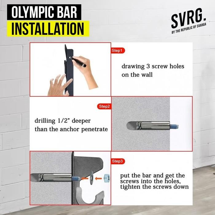 SVRG. Olympic Bar Barbell Rack - Rak Barbel Bar - Dumbell Dumbel