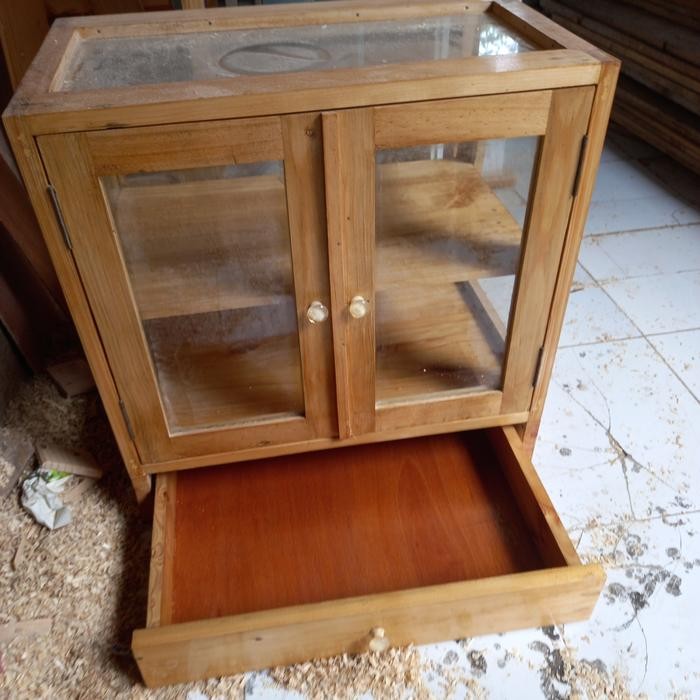 Etalase/ Etalase Display Makanan / Rak Kayu Bazzar/ dengan Tempat Uang