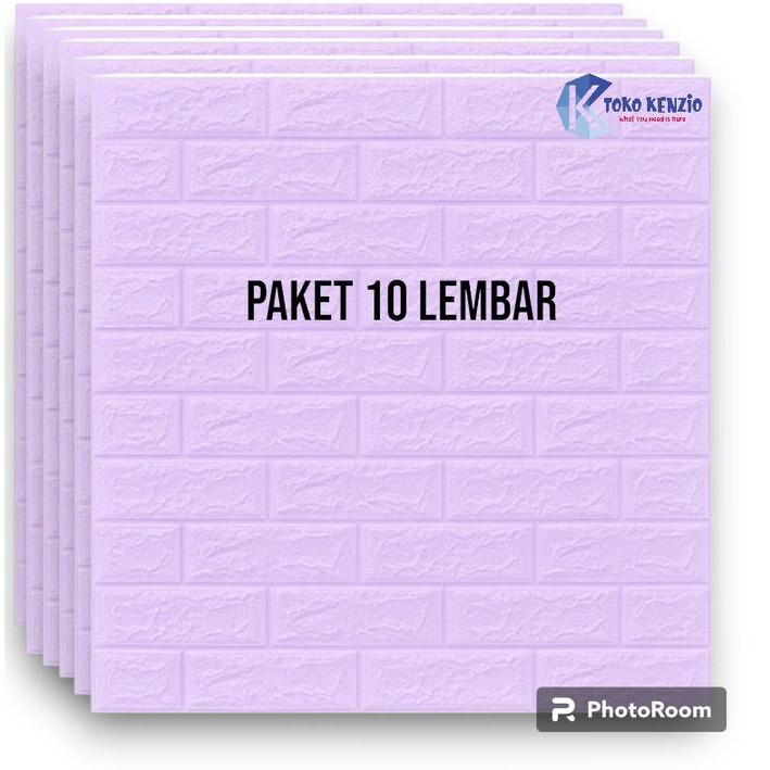 [ PAKET 10 LEMBAR ] Wallpaper 3D Foam Batu Bata / Sticker Dinding Timbul Warna UNGU