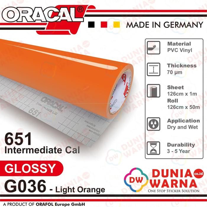 Ready Oracal 651 036 Light Orange 651G Gloss 651M Matte (Doff) Sticker Vinyl Calendered Intermediate