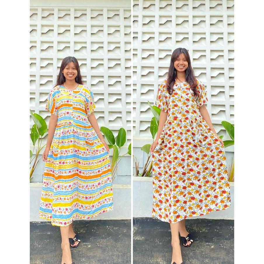 ug5s- Andin Daster Kerah Renda Motif Baru Rayon Premium Motif Kekinian Bunga Polka Dot