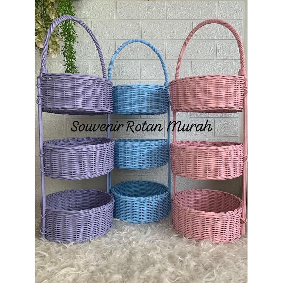 Keranjang Bumbu Rotan/Rak Bumbu Rotan/Keranjang Bawang Susun 3 Berkualitas