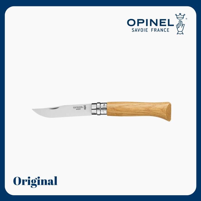 New Opinel Luxury No.8 Stainless Steel Oak Handle Folding Knife