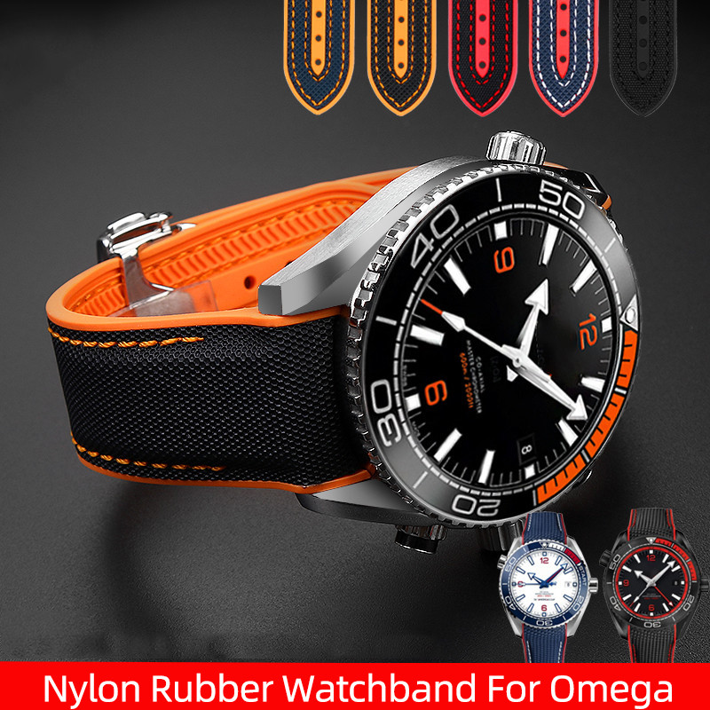 IMPORT 20mm 21mm 22mm Nylon Rubber Watchband For Omega SEAMASTER PLANET OCEAN Men Deployant Clasp
