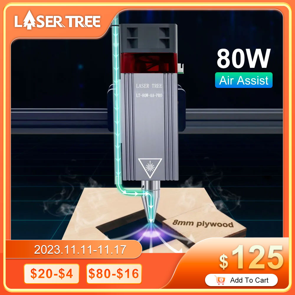 LASER TREE 20W 40W 80W Laser Module 450nm Laser Head Blue Laser for CNC Laser Engraving Cutting Mach