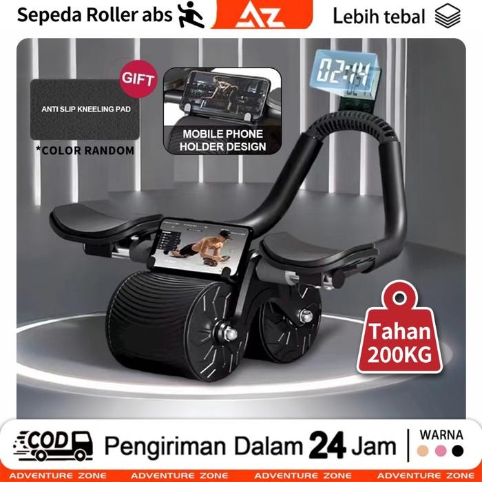 BERKUALITAS  Ab Roller Wheels/Ab Roller 2 IN 1/Abdominal Roller alat gym Automatic Rebound
