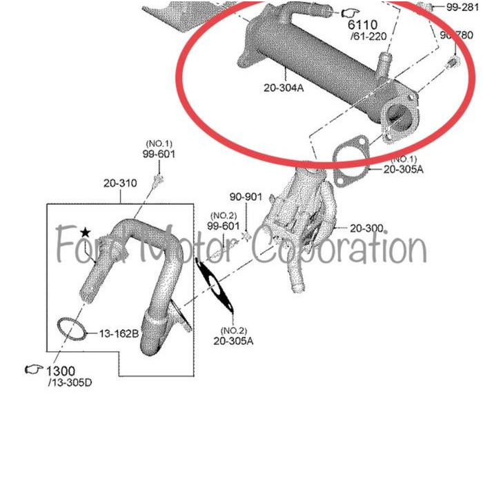 Pipa Cooler Egr Ford Ranger T6 2200Cc Mazda Bt50 Pro 2.2L Oem High