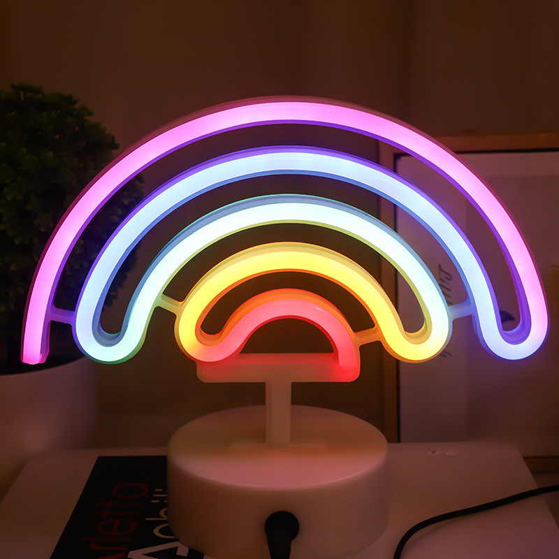 Rainbow Light Cute Rainbow Neon Sign Night Light LED Rainbow Shaped Neon Sign Light Wall Decor Art N