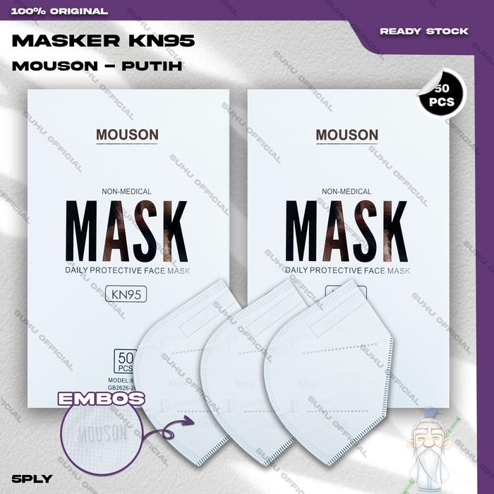 KJB Masker KN95 MOUSON 5PLY 50PCS Putih White KN 95 5 Ply MEDIS