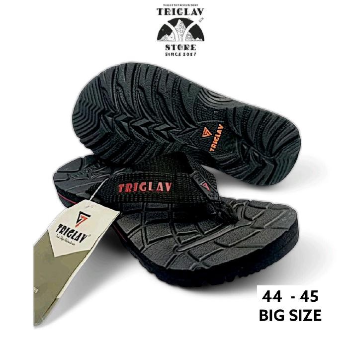 mulia Sandal gunung Jepit Big size Casual Pro Hitam Abu Sendal pria triglav Karet ,44-45
