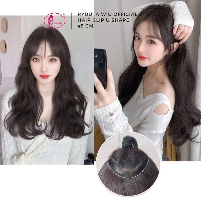 8son- Ryuuta Wig Hair Clip Hair Extension Clip Hairclip Gelombang Panjang U Shape Hitam