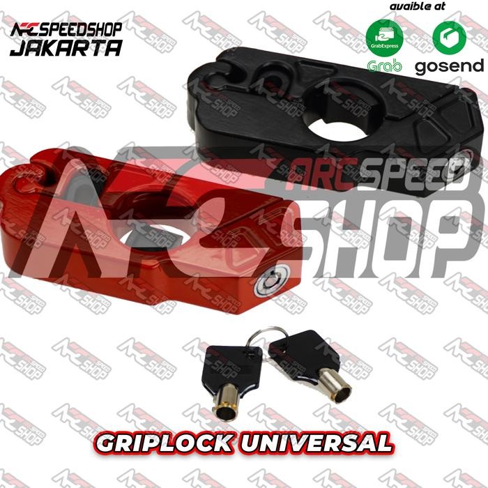 Paling Baik Griplock / Gembok Stang Alumunium Pengaman Handle Motor Universal -Red Terlariss 
