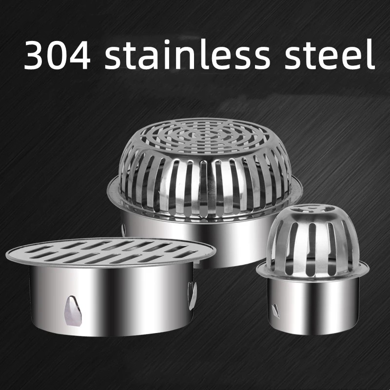 Stainless Steel Floor Drain 304 Rooftop Floor Drain Rooftop Cover Plug-In Convex Balcony Floor Drain