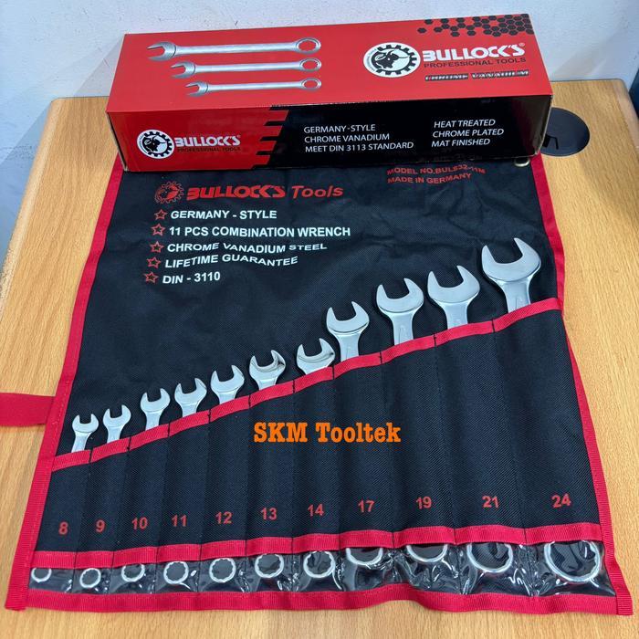 Bullock Kunci Ring Pas 11Pcs 8Mm - 24Mm / Bullock Combination Wrench Set Ring Pas 8Mm - 24Mm 11Pcs