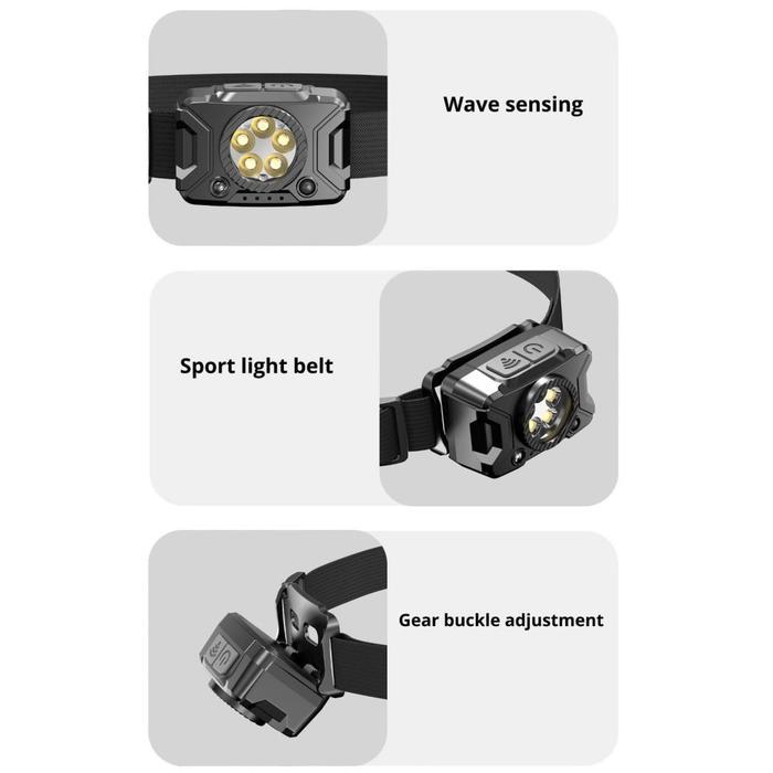 SENTER LED KEPALA MINI 50W SENSOR GERAK / HEADLAMP RECHARGEABLE / SENTER CAS