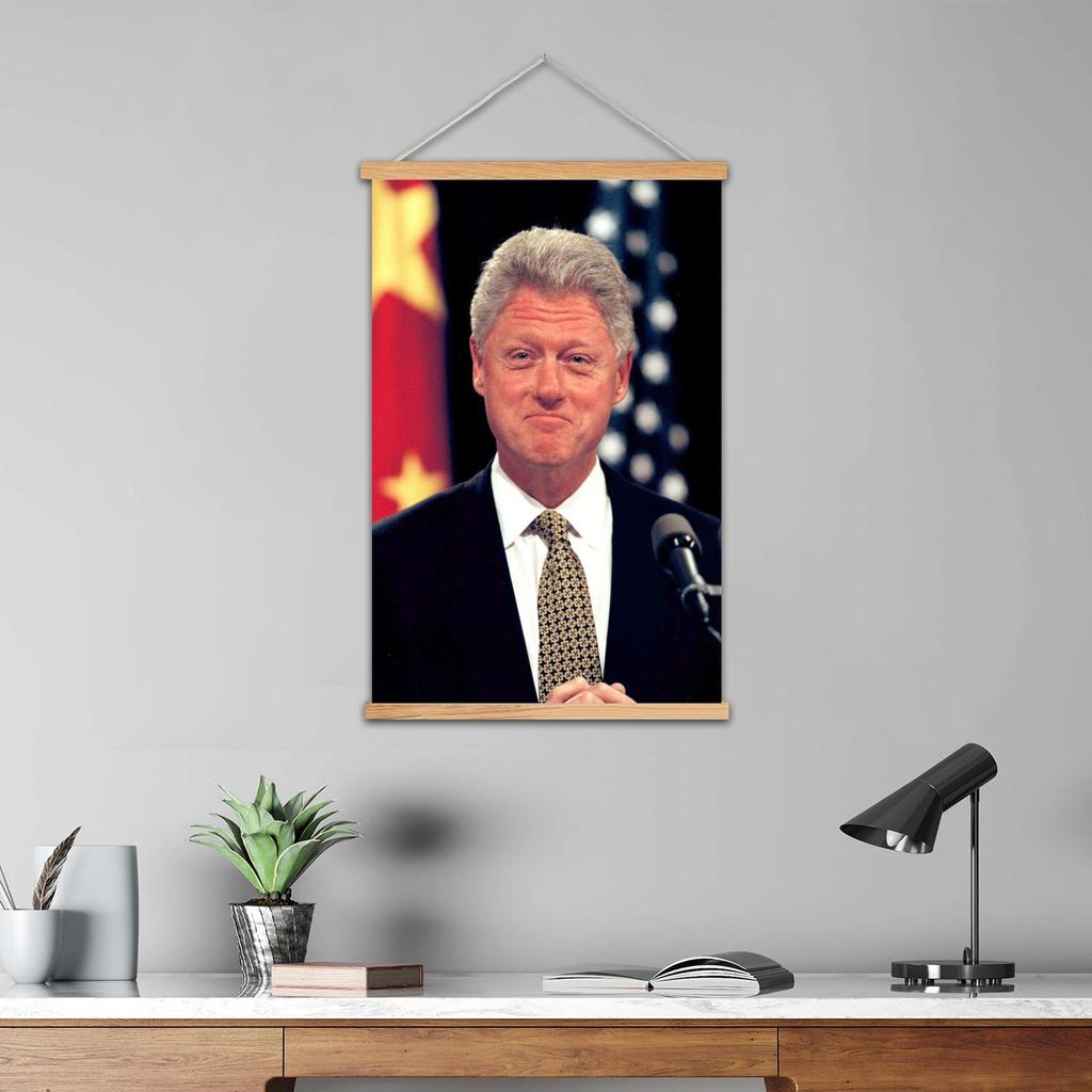 Bill Clinton Framed Wall Painting Canvas Art Poster and Wall Art, Picture Print, Modern Family