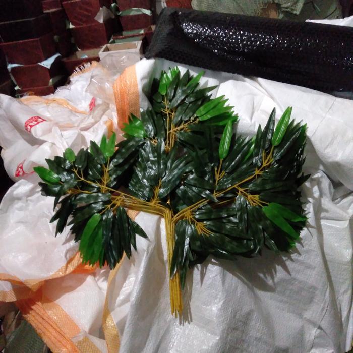 SALE 1 LUSIN daun bambu kuning plastik/bambu artificial ORIGINAL