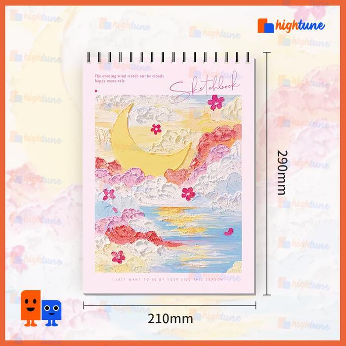 Hightune Sketchbook A4 Spiral 45 LembarBuku Gambar Aesthetic Untuk Melukis & Sketsa- Kertas Tebal