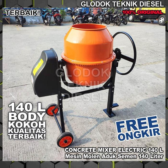 Mesin Molen Alat Pengaduk Cor Semen Elektrik 140 Liter Beton Concrete Mixer Machine Molen Listrik Or