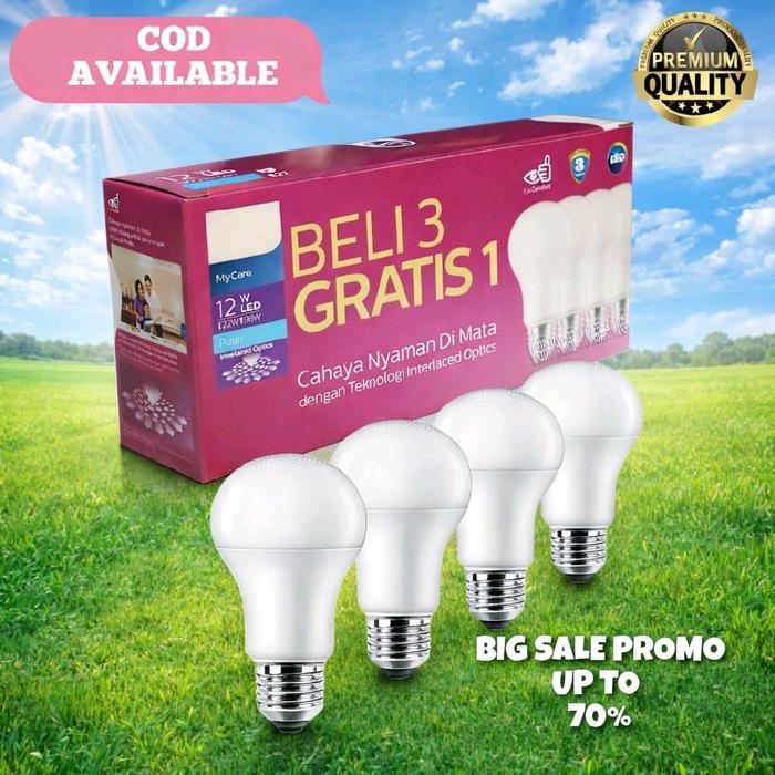 pr0mo murah lampu LED multipack mycare blb bohl4m 12 watt isi 3 bonus 1