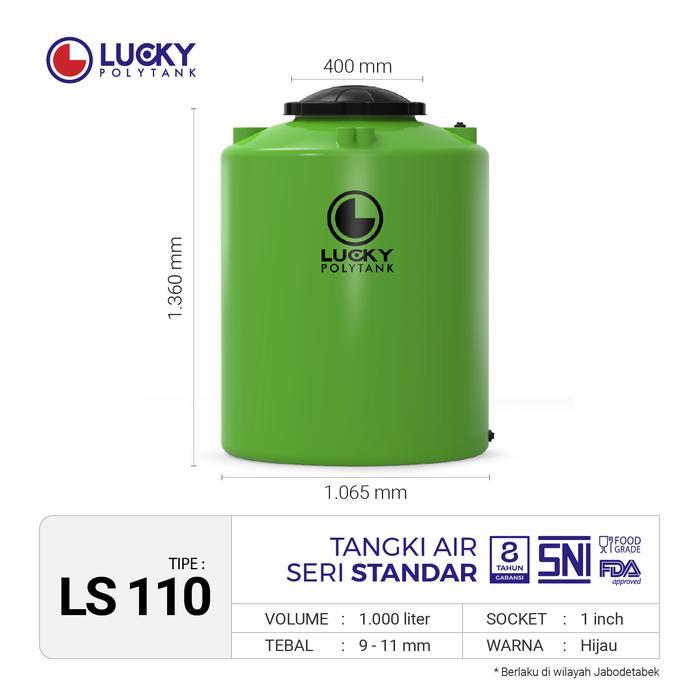Toren Lucky Polytank Standard 1000 liter | Tangki Air | Tandon Air LS110 Camping - Hijau