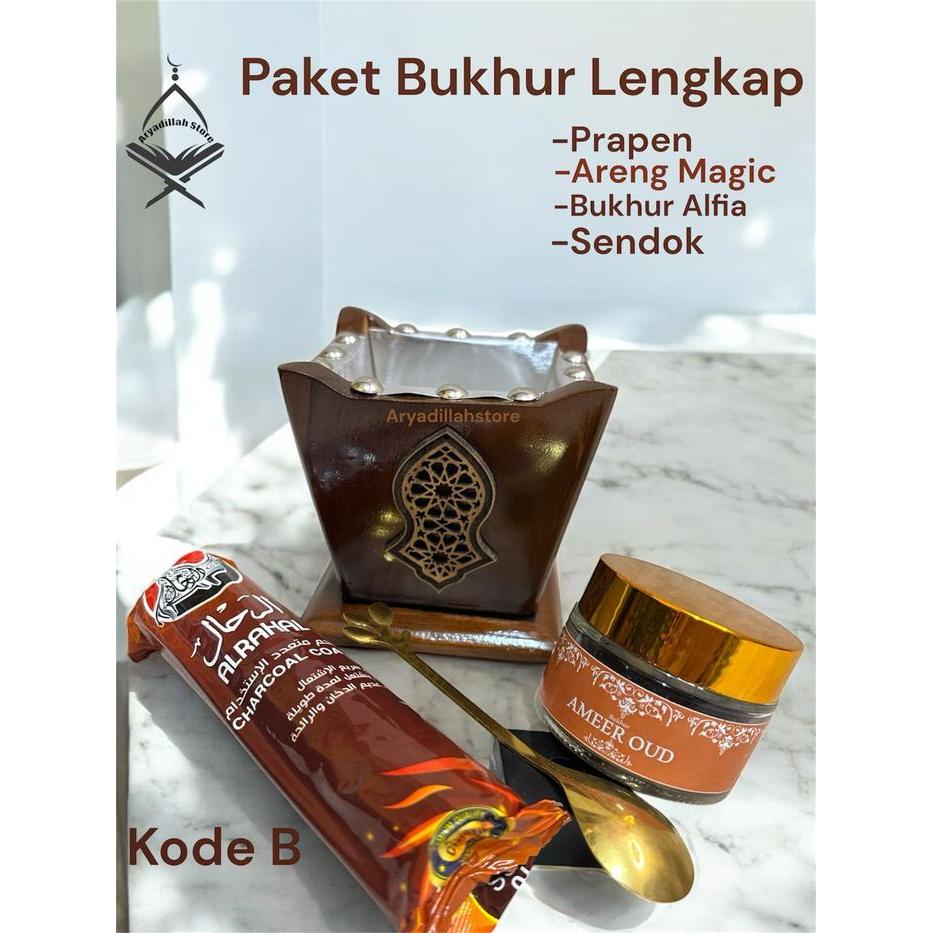 Paketan Bukhur Lengkap 4in1 Bukhur Raudhah Paketan Bukhur Termurah Paket Prapen kayu Jati