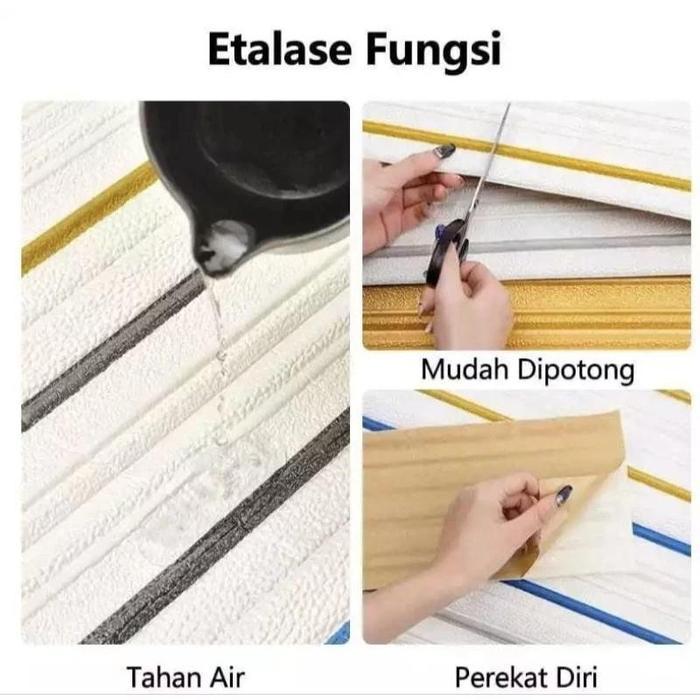 Vixplorn Wallpaper Foam List Foam 3D / 230cm Wallpaper List Border Foam Stiker List Profil Border