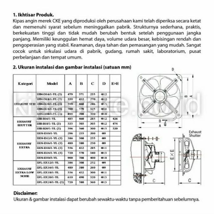 Terbagus Exhaust Fan Cke 6 Inch 220V Wall Fan 6 Inchi Exhaust Dapur Terlariss 