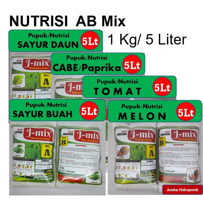 

Promo Aneka Pupuk/Nutrisi Hidroponik Ab Mix J-Mix 1Kg - 5L Terjamin
