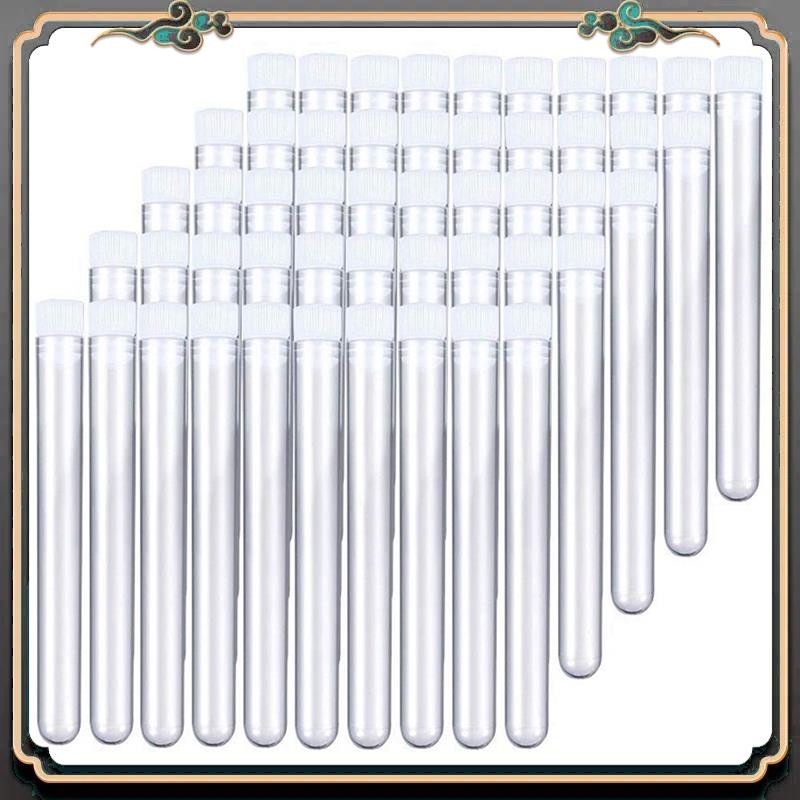 Asma-100Pcs Clear Plastic Test Tube With Cap 12X100Mm U-Shaped Bottom With 14Mm 40 Hole Aluminum