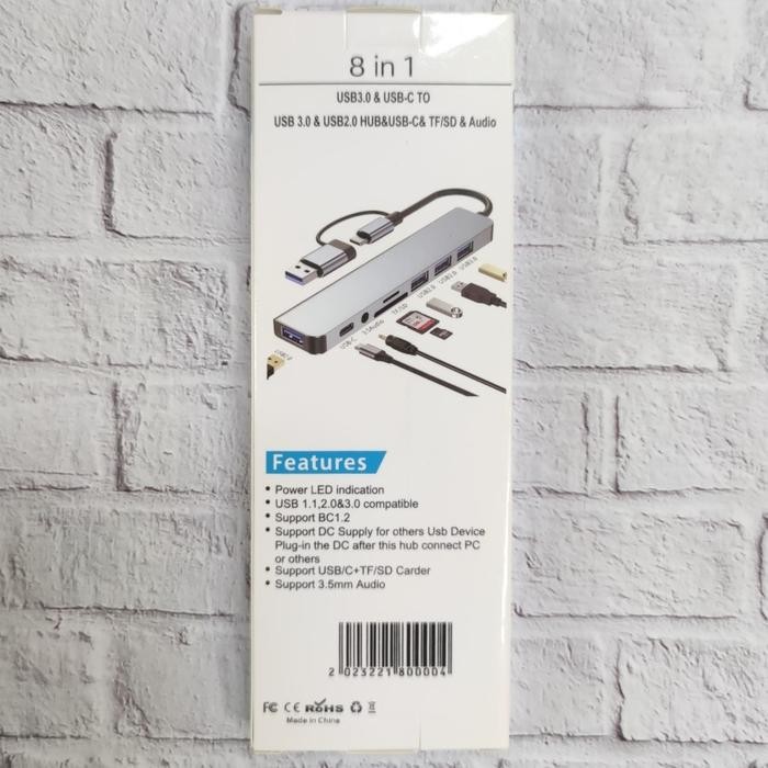 Lmmaxp857K (Pumkinpartyy) Usb Hub Type-C Combo 8In1 Usb 4 Port Hub + Sd + Tf Card Reader + Type C +