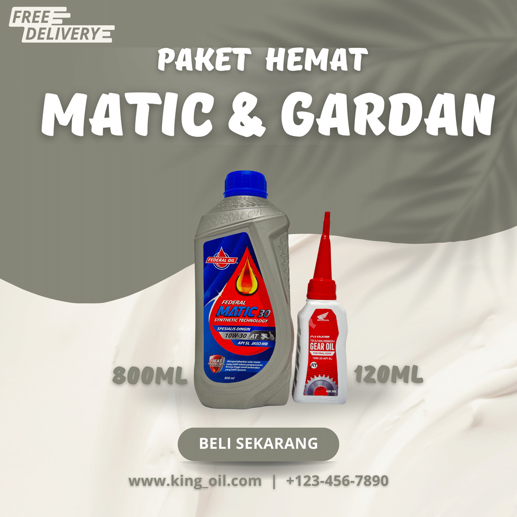 Paket Oli Federal Matic 800ml & Oli Gardan Honda AHM 120ml