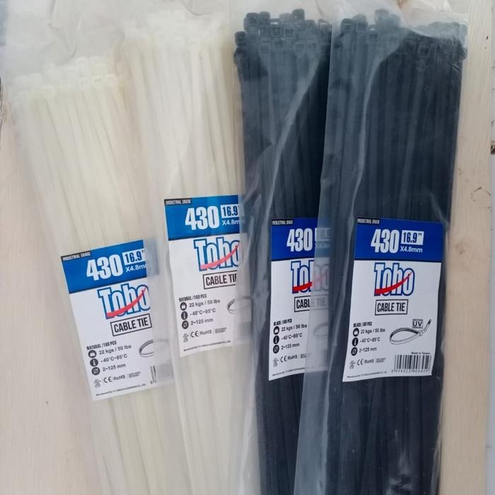 

Toho Cable Kabel Tali Ties Tie Tis 4.8 Mm X 430 Isi 100 Putih Hitam