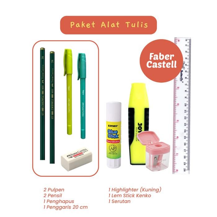 

Paket Alat Tulis Pulpen Penghapus Pensil Penggaris Lem Serutan Back To School