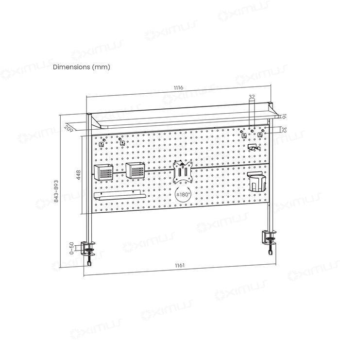 

Rak Papan Meja Modular Deskmount Pegboard DIY Oximus GPD120 Hitam Putih Organizer Shelf memberikan