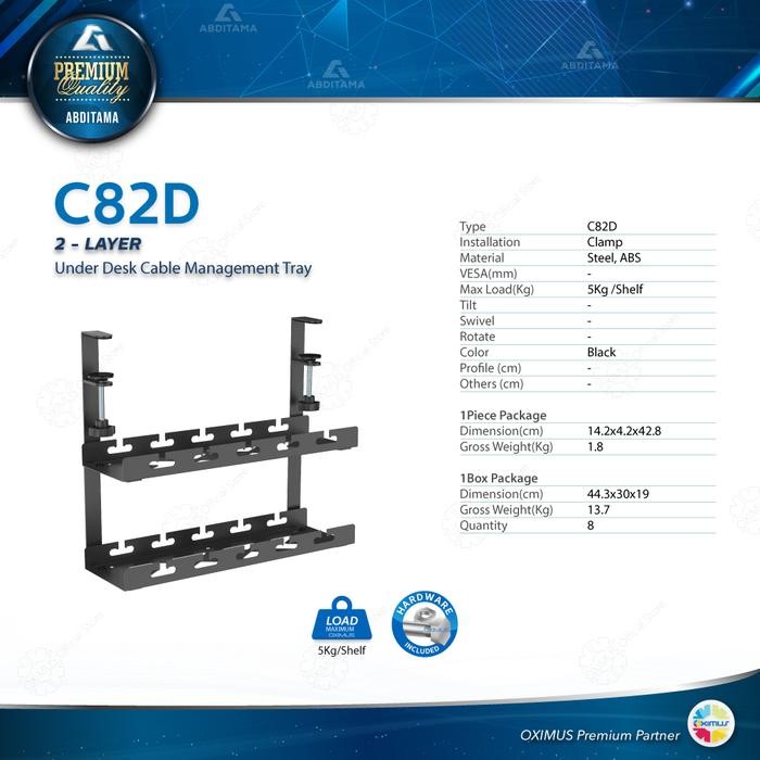 

Oximus C82 C82D C82S Clamp-on Underdesk Cable Management Tray Bracket Storage Kabel Management Jepit