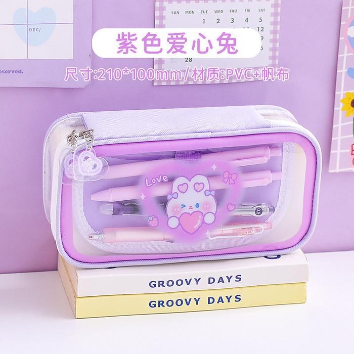 

TEMPAT PENSIL AESTHETIC TRANSPARAN TERBARU PENCIL CASE BOX PENSIL KOREA ORGANIZER BOX PENSIL CUTE