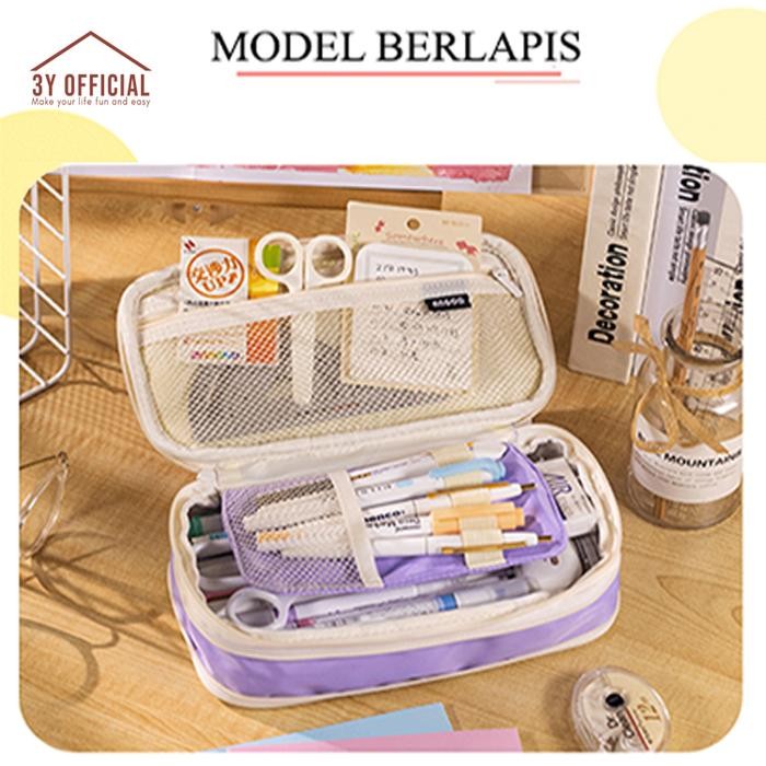 

3Y ANGOO MACARON WINDOW PENCIL CASE KOTAK PENSIL TEMPAT MAKEUP GAYA KOREA BESAR ALAT STATIONERY