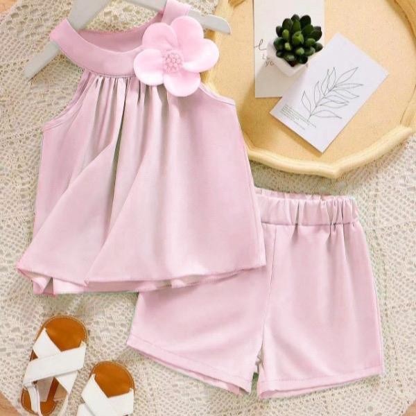 [3-7] SETELAN PREMIUM CELANA ANAK PEREMPUAN HIJAU PINK [FLOWER ORGANZA]