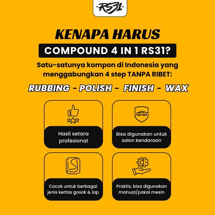 Pilihan- Rs31 Rubbing Compound Penghilang Baret Mobil Motor Helm Kaca 50Gr 100Gr 200Gr Super