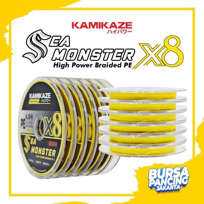 Senar Pancing PE / Braid Kamikaze Sea Monster X8 Yellow, 100m, Connecting