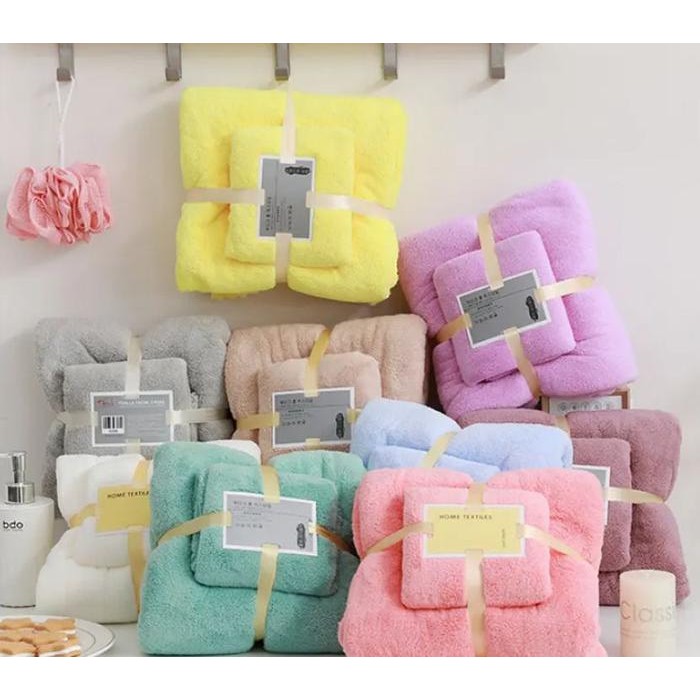 Set Handuk Mandi Handuk Mandi Bayi dan Anak Handuk Warna 2 in 1 Perlengkapan Kamar Mandi Super